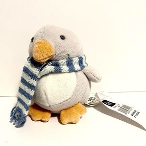 2005 Baby Gap Penguin Plush Gray Mini 4” Stuffed Animal Baby Cuddle Toy Scarf